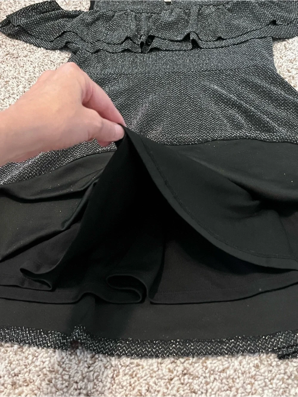 Children’s Place Black Glitter Ruffle Cold-Shoulder Dress
